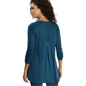 Soft Surroundings Sirena  Wool Alpaca Blend Sweater Slit Back Crew Neck Teal M